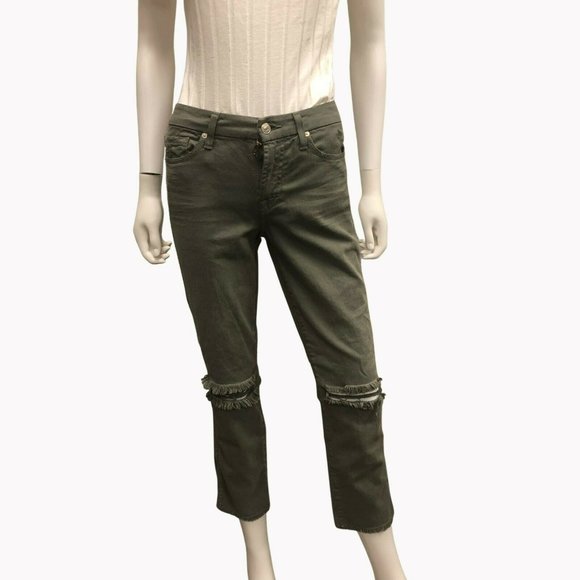 7 For All Mankind Ankle Straight Moss Jeans Size 25 New FLAW - Picture 1 of 5